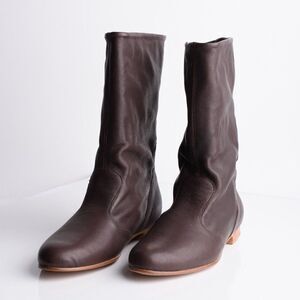 Pare Gabia Isidores Womens Brown Leather Flat Boots Booties Sz 8 EU 39 New